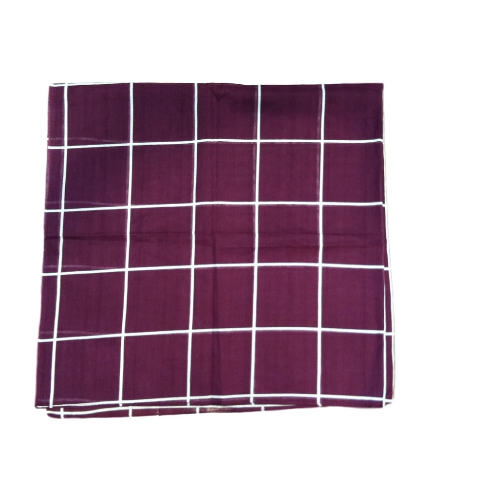 Cotton Square Burgundy Plaid Scarf Tichel Hijab